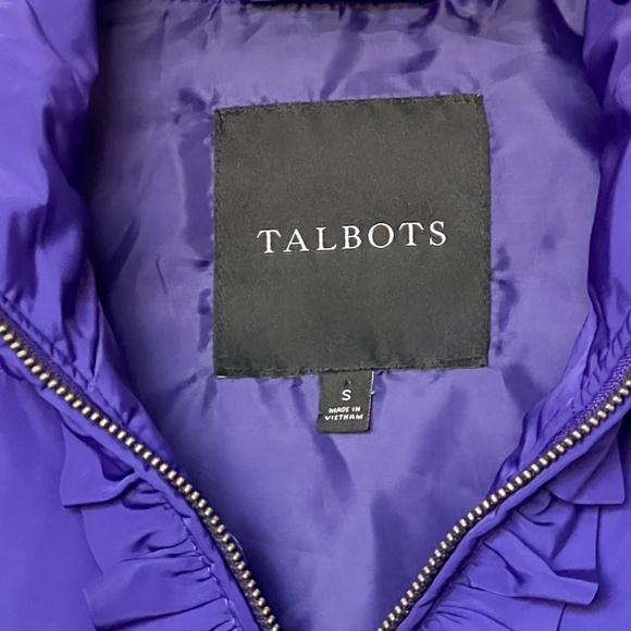 Talbots Purple Ruffled Quilted Sleeveless Full Zipper Down Vest Size S - Picture 8 of 8